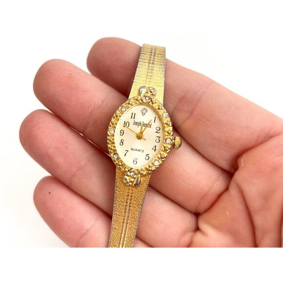 Joseph Bernard Gold Toned Rhinestone Vintage Ladies Wristwatch - 20mm - WORKS! - Picture 8 of 10